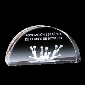Glas-Trophy Bogen für Laserinnengravur 2D & 3D und Farbdruck