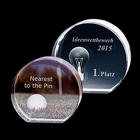 Glas-Trophy Form 21 für Laserinnengravur 2D & 3D und Farbdruck